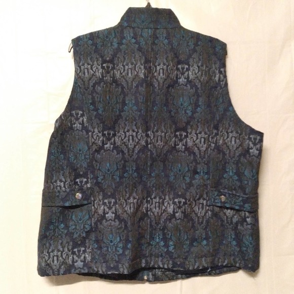 Vintage Erin London Vest Gray Jacquard Zip Up Size 1X - Picture 5 of 11